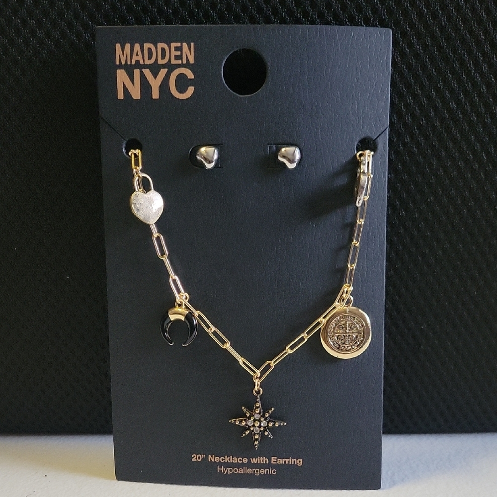 Gold Necklace and Earring Set